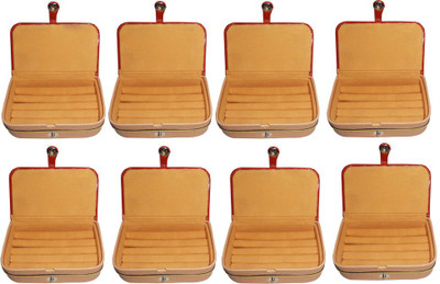 

Abhinidi Set of 8 velvet case ring Jewelry storage travelling folder Jewellery Vanity Box(Brown)
