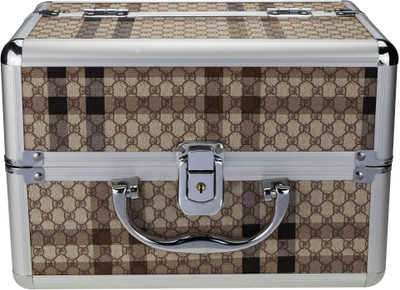 

ANNI CREATIONS Box Check Makeup & Jewellery Vanity Box(Brown)