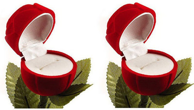 Atorakushon Pack Of2 Rose Flower Ring Box Vanity Box(Red)