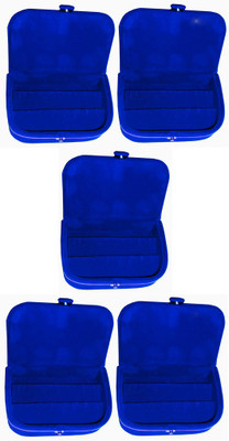 

Abhinidi Set of 5 velvet case Earring Jewelry storage travelling folder Jewellery Vanity Box(Blue)