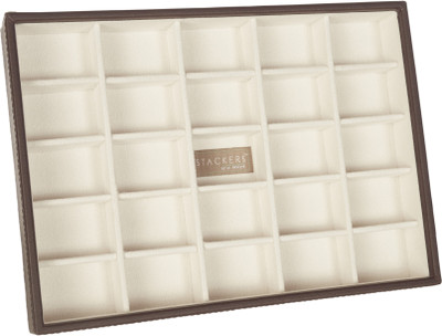

Howards Stackers Stackable Chocolate Faux Leather Jewellery Storage Tray Medium - 25 Compartments Jewellery storage Vanity Box(Brown)