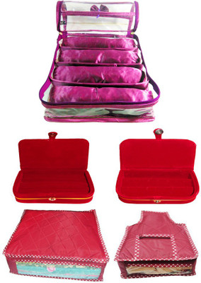 

Atorakushon Satin 4 Rods Bangle box, Jewellery Box Ring & Earring boxes with Saree & Blouse Cover Storage Case Vanity Box(Purple)