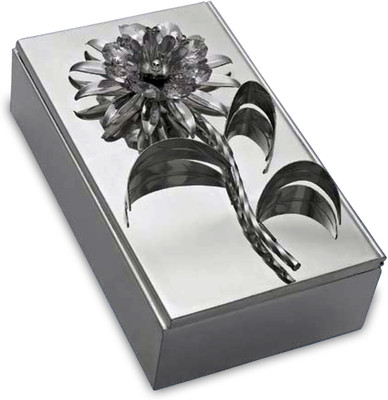 

Treta Crystal Flower Box In 925 Silver Makeup and Jewellery Vanity Box(Silver)