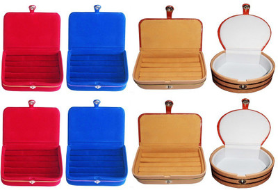 

Abhinidi Combo of 8 velvet case Ring and Earring storage travelling Folder Jewellery Vanity Box(Multicolor)