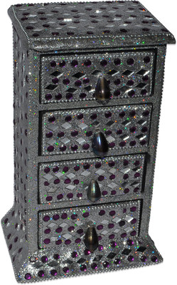 

DakshCraft Silver Decorative Jewelry Storage Box Makeup and Jewellery Vanity Box(Silver)