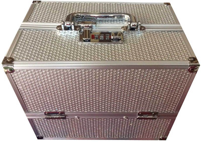 

Platinum Silver Stone Makeup, Jewellery Vanity Box(Silver)