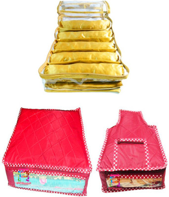

Atorakushon Combo Satin 5 Rods Bangle box Jewellery Box Saree & Blouse Cover Storage Case Vanity Box(Golden)