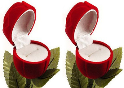 

Abhinidi pack of 2 Mini Rose Flower Ring Holder Case Box Vanity Box(Maroon)
