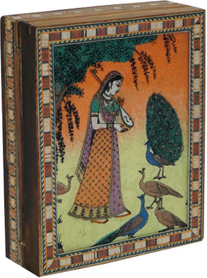

R S Jewels Indian Gem Stone Painting Wooden Jewellery Vanity Box(Multicolor)