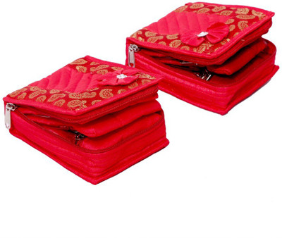

Kuber Industries Kit Set of 2 Pcs in heavy Quilted Material Make Up Vanity Box(Red)