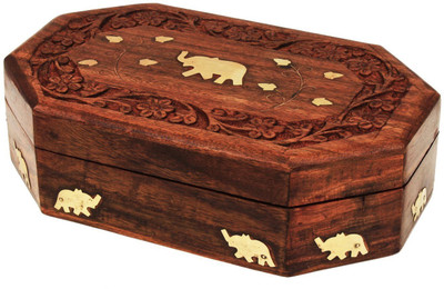 

Store Indya Handmade Wooden Chest Trinket Storage Organizer Jewellery Vanity Box(Brown)