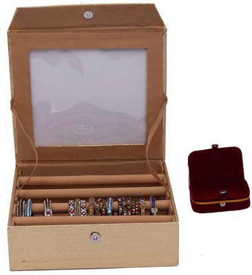 

Kuber Industries Bangle Four Roll & Ring Box Jewellery Vanity Box(Gold)