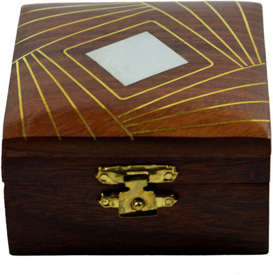 

Craftuno Craftuno Handcrafted Wooden Ring Box Decorative Vanity Box(Brown)