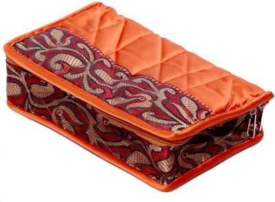 

Kuber Industries Designer Kit in Heavy Quilted Brocade Material Make Up Vanity Box(Brown)
