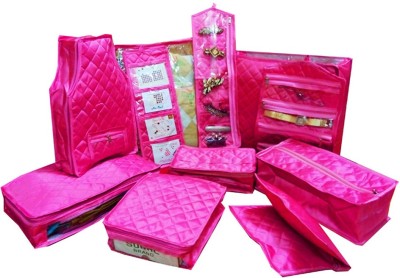 atorakushon Combo Of Jewellery Organiser Pouches Make Up Kit Wedding Collection Gift Storage Case Box Vanity Box(Pink)