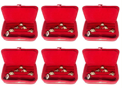 

Abhinidi Pack of 6 Ring earring case Travelling pouch Box Vanity Box(Red)