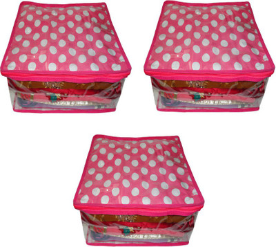

Atorakushon 3pc Saree Salwar Suit Dress Protection Cover Garment Pouch Organiser Box Bag Storage Case Vanity Box(Pink)