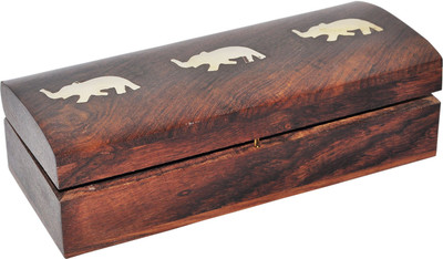 

DakshCraft Rectangle Wooden Jewelry Box Elephant Design Makeup and Jewellery Vanity Box(Brown)