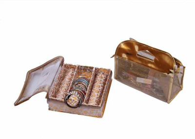 

Kuber Industries Bangle Three Roll & Vanity Box Jewellery Vanity Box(Gold)