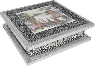 

DakshCraft Decorative Metal Christmas Gifts Makeup and Jewellery Vanity Box(Silver)