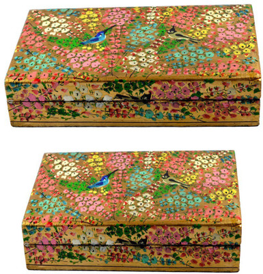 

Craftuno Handcrafted Paper Mache Box - Set of 2 Showpiece Vanity Box(Multicolor)