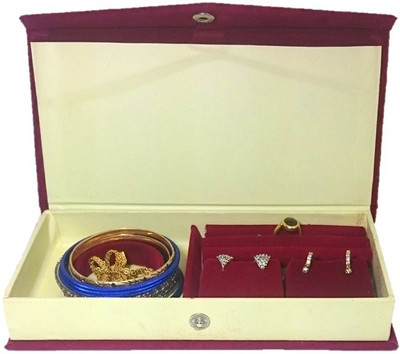 

Addyz Earring, Ring with Bangle, chain Box Case Jewellery Vanity Box(Red)