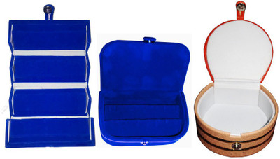 

Abhinidi Set of 3 velvet Vanity case Ring and Earring storage travelling Folder Box Vanity Box(Multicolor)