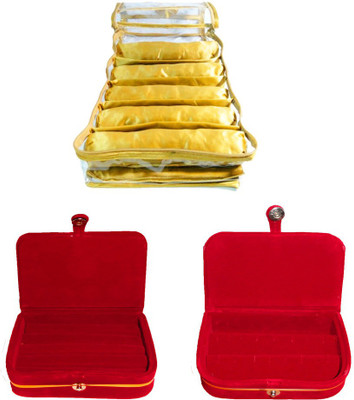 

Atorakushon Satin 5 Rods Bangle box Jewellery Ring & Earring Storage Case Vanity Box(Golden)