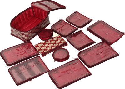 

Kuber Industries Jewellery Kit With 12 Pouches (Brocade Material) Wedding Collection Gift Makeup and Jewellery Vanity Box(Multicolor)