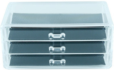 Kurtzy 3 Drawer Jewellery Organiser Vanity Box(Transparent)