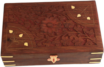 

Store Indya Hand Carved Wooden Intrinsic design Decorative Jewellery Vanity Box(Brown)