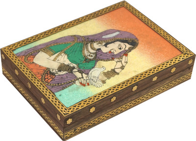 

R S Jewels Handmade Wooden Gemstone Painting Jewellery Vanity Box(Multicolor)