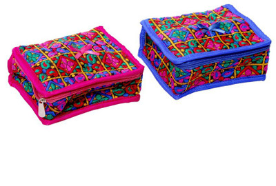 

Kuber Industries Kit Set of 2 Pcs in Heavy Quilted Material Make Up Vanity Box(Multi color)