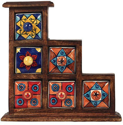 

The Decor Mart Decor Mart - Jewellery Box - Wood / Ceramic - Multi Color - 9.9 X 9.9 inch Makeup Vanity Box(Multi Color)