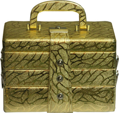 

Leather World Premium Jewellery box Vanity Box(Golden)