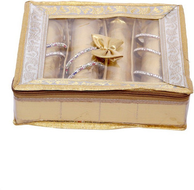 

Kuber Industries 4 Rod Brocade Bangle box (3 cm x 27 cm x 36 cm, 4 Rods, Golden) Make Up Vanity Box(Gold)