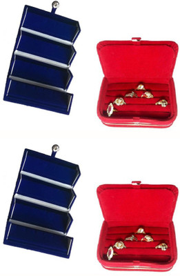 

Abhinidi Pack of 4 Ear Ring Folder Ring Case Travelling Pouch Box Vanity Box(Blue,Red)