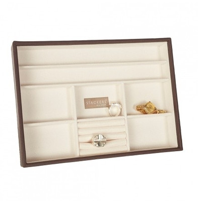 

Howards Stackable Chocolate Tray Organizer Makeup and Jewellery Vanity Box(Chocolate, Cream)