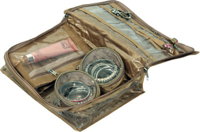 

Kuber Industries " Jewellery Kit / Make Up Kit/ Wedding Collection Gift In satin " Multi purpose Vanity Box(Gold)