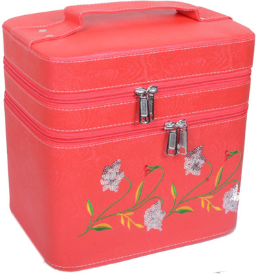 

Styler Embroidery Design Makeup Vanity Box(Red)