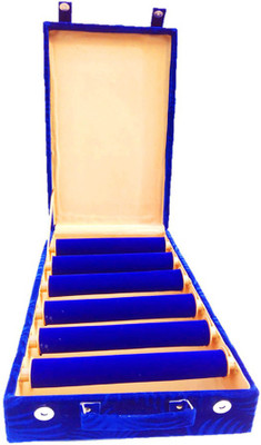 

Atorakushon 6 roll rod wooden Velvet Bangles Jewellery Box Storage Case Vanity Box(Blue)