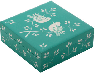 

The Crazy Me Mint Green Birds Wooden Makeup Vanity Box(Multicolor)
