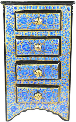 

Craftuno Handcrafted Paper Mache Box with 4 Drawers Paper Mache Vanity Box(Multicolor)