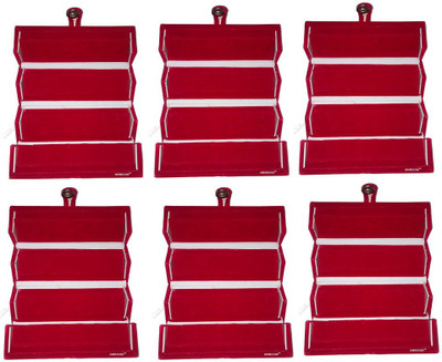 

Abhinidi Set of 6 velvet Ear ring Folder Vanity case ring storage travelling Box Vanity Box(Maroon)