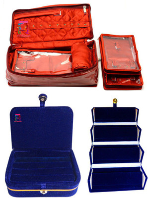 

Atorakushon Bangle Necklace Earrings Tops Studs with Ring Box and Earrings folder Bag Case Storage Pouch Vanity Box(Maroon)