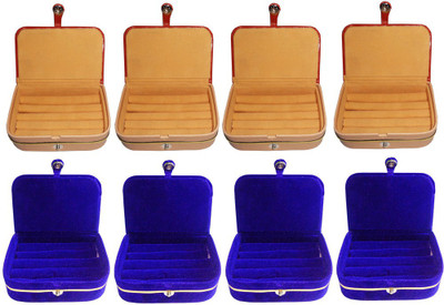 

Abhinidi Set of 8 velvet Vanity case Ring and Earring storage travelling Folder Box Vanity Box(Multicolor)