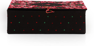 

Soulful Threads Pnk Thread Aari Embroidered Black Net Shoe Vanity Box(Black)