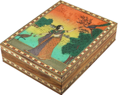 

R S Jewels Wooden Gemstone Painting Handmade Jewellery Vanity Box(Multicolor)