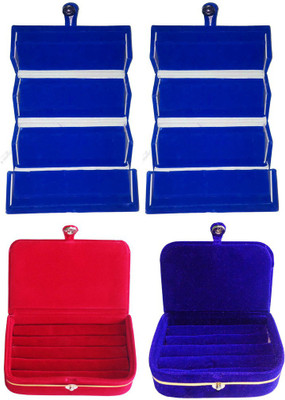 

Abhinidi Set of 4 velvet case Ring and Earring storage travelling Folder Jewellery Vanity Box(Multicolor)