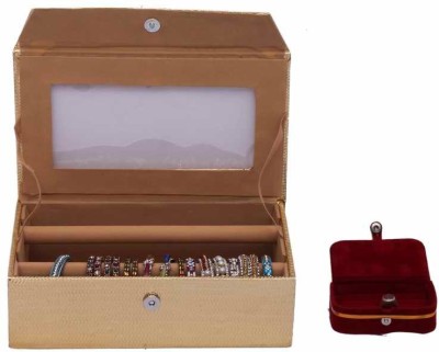 

Kuber Industries Bangle Two Roll & Ring Box Jewellery Vanity Box(Gold)